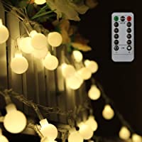 Tomshine Guirnalda Luces 10 m 80LEDs Blanco Cálido con Control Remoto para Jardines Fiesta de Navidad (blanco cálido)